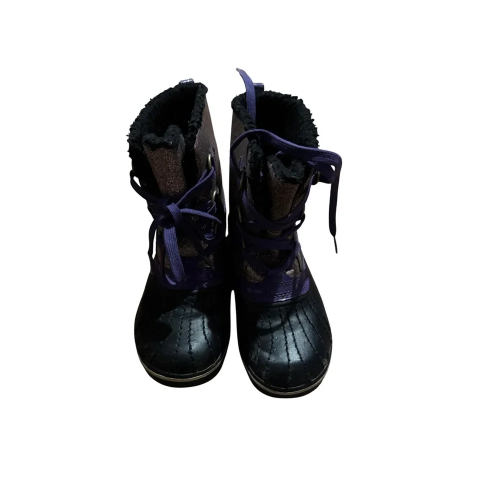 Sorel Kids Waterproof Winter Boots‎ Purple Glitter Insulated Snow Size 2